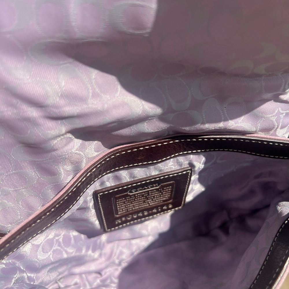 Coach Lavender Suede Crossbody with Brown Leather Trim - Picture 10 of 13